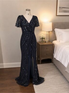 Mac Duggal Midnight Blue Maxi Dress